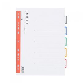 Munhwa File A690-7 Premium A4 5-Tab Color PP Index Dividers for Daily Office Document Classification Made in Korea